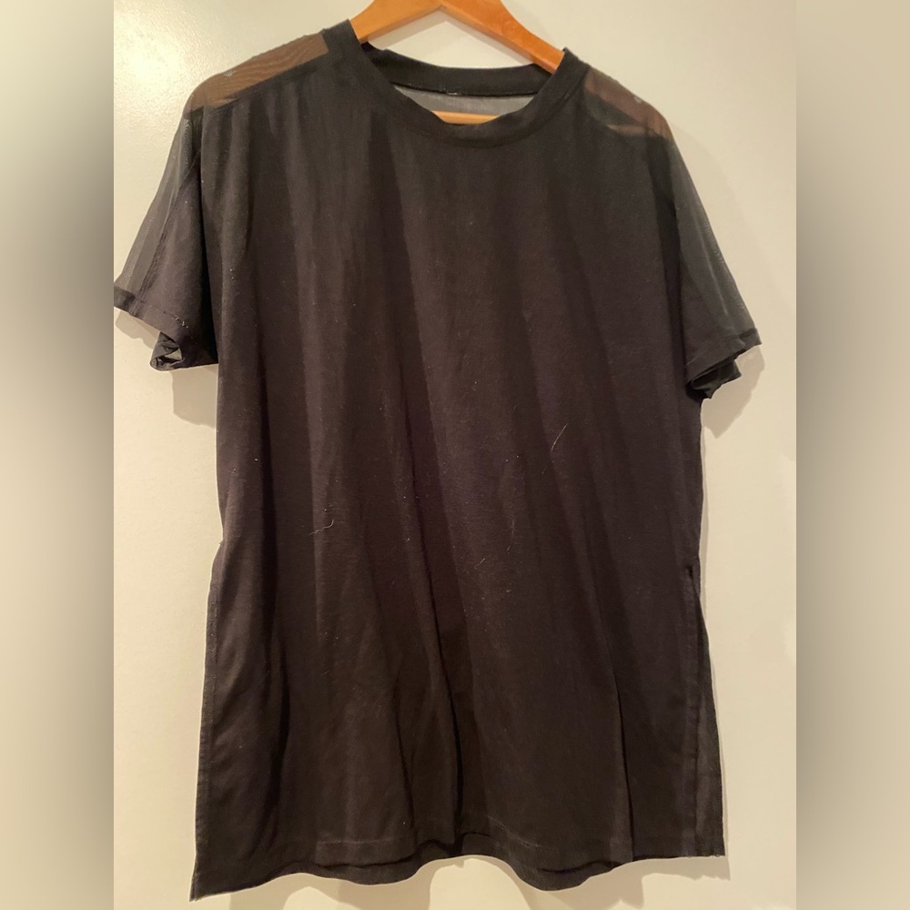 Athleta Oversized Black Shirt Sheer Back Size Small/Medium